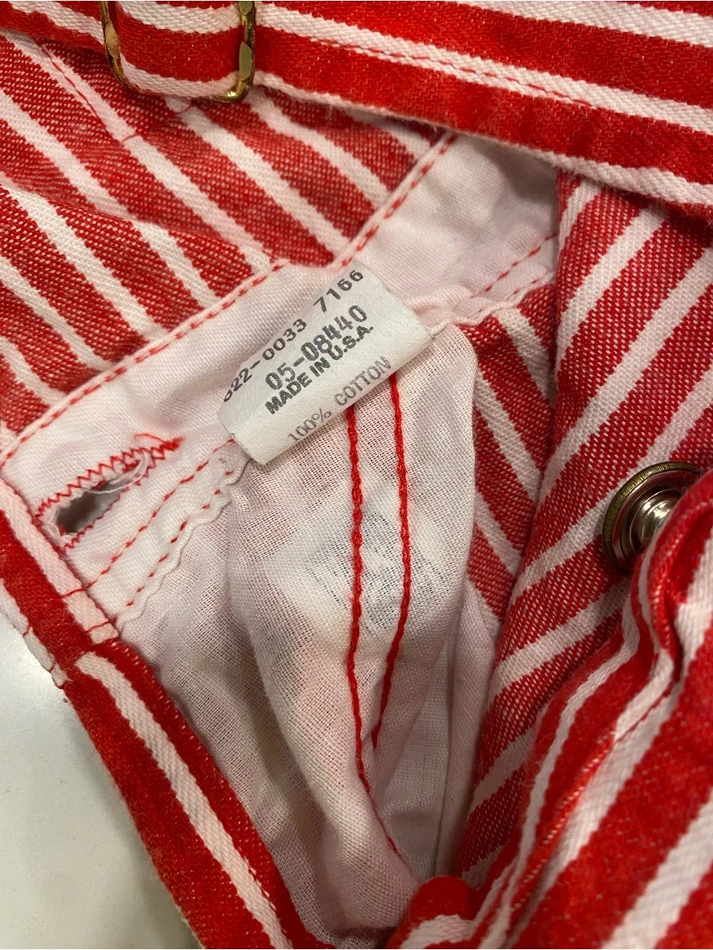 Vintage OshKosh B'gosh red, white striped 100% cotton overalls made in USA 12mo